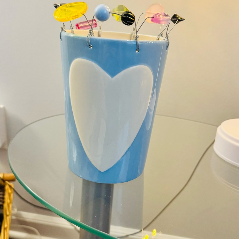 Sandra Magsamen Large Blue Vase with White Heart
